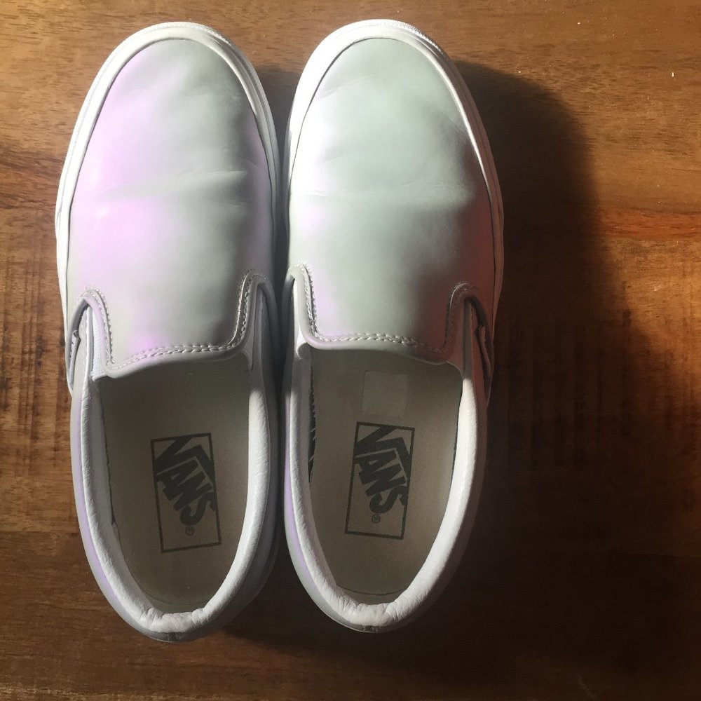 Muted Metallic Grey/Purple Slip on Vans